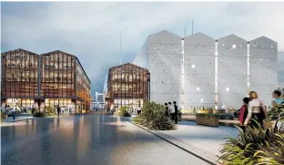  ?? ?? An artist’s impression of the expanded Orams Marine boatyard, with light shining through the concrete panels.