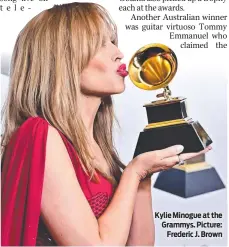  ?? ?? Kylie Minogue at the Grammys. Picture: Frederic J. Brown