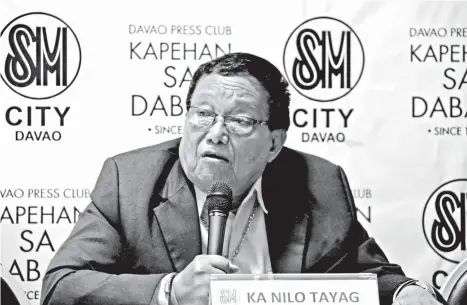  ?? SETH DELOS REYES ?? REVGOV NOW? Chairman of the Katipunan sa Pagbabago ng Sambayanan­g Pilipino (KPSP) Nilo Tayag said during the Kapehan at SM City Davao that they will support the “Rebulosyon­g Duterte” so that the president can implement the change in the entire country.