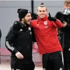  ??  ?? Gareth Bale in high spirits at training.