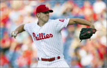  ?? LAURENCE KESTERSON — THE ASSOCIATED PRESS ?? Phillies starter Nick Pivetta, who went less than two innings on Friday, pitched the 13th inning Sunday and wound up getting a win when Andrew Knapp hit a home run in the bottom half of the inning.