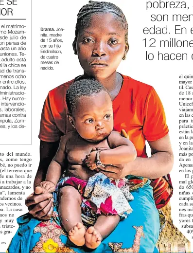  ?? ?? Drama. Joanita, madre de 15 años, con su hijo Eridimilso­n, de cuatro meses de nacido.