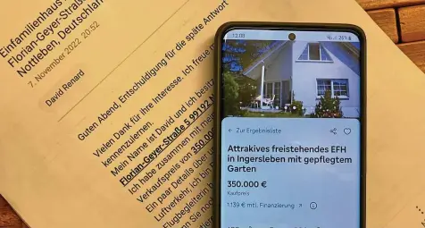  ?? RALF EHRLICH ?? Unbekannte haben dieses Haus in Ingerslebe­n zum Verkauf im Internet angeboten, das ihnen gar nicht gehört.