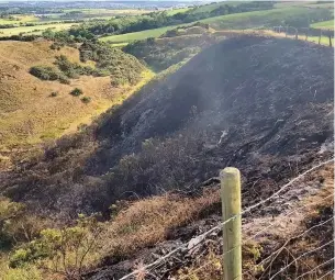  ??  ?? The large grass fire at Star Delph quarry in Great Harwood