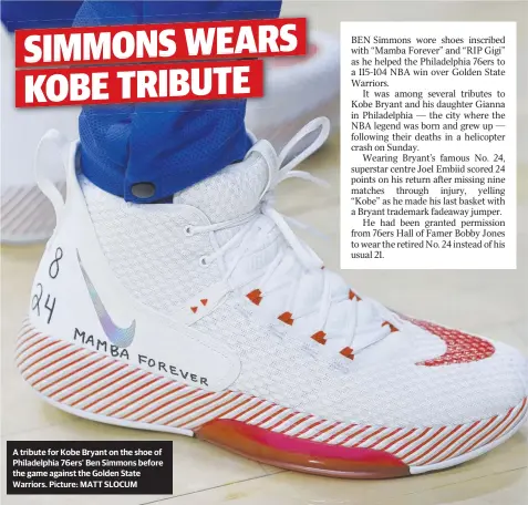 Ben Simmons' tribute to Kobe and daughter