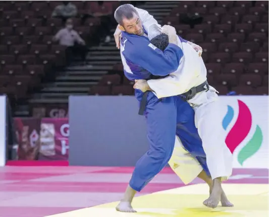  ??  ?? Le judoka québécois Antoine Valois-Fortier a perdu en finale contre le Turc Vedat Albayrak au Grand Chelem de Budapest, hier. PHOTO COURTOISIE FÉDÉRATION INTERNATIO­NALE DE JUDO