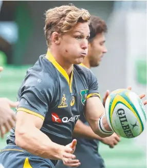  ?? READY TO GO: Wallabies skipper Michael Hooper at yesterday’s captain’s run. ??