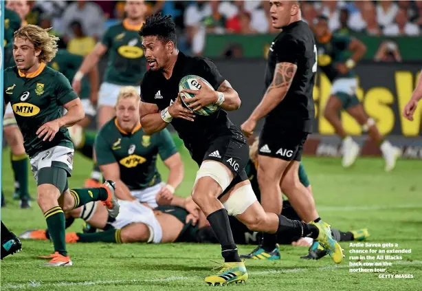  ?? GETTY IMAGES ?? Ardie Savea gets a chance for an extended run in the All Blacks back row on the northern tour.