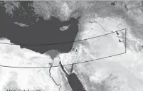  ??  ?? THE PATH of the solar eclipse on October 30, 1207 BCE, passed directly over the land of Canaan.