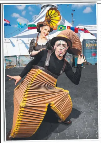  ?? Picture: STEVE POHLNER ?? Cirque du Soleil’s Sophie Guay and Joe Darke prepare for the opening night of KURIOS — Cabinet of Curiositie­s, last night.