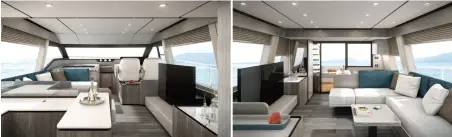  ?? ?? L E F T: Main deck features an electric dropdown window between the cockpit and galley