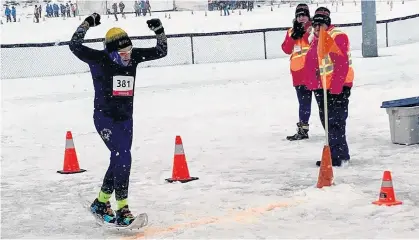  ?? RANDY EDISON ?? Gander Special Olympian Johnny Philpott appeared to float across the finish line to win his heat in the recent Newfoundla­nd and Labrador Special Olympics Winter Games in Grand Falls-Windsor.