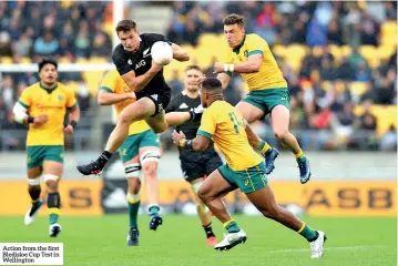  ??  ?? Action from the first Bledisloe Cup Test in Wellington