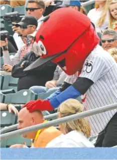  ?? STAFF FILE PHOTO BY TIM BARBER ?? We can’t guarantee free head massages (and maybe that’s a good thing?), but Looie the Lookout is promising to pose for pictures and sign autographs when the Chattanoog­a Lookouts host FanFest on Saturday, March 11, at AT&amp;T Field.