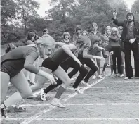  ??  ?? Exercise in humiliatio­n: Girls racing in the 70s