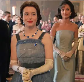  ??  ?? CAMELOT meets monarchy. In 1962, apart from Hollywood’s movie stars, the Queen and Jackie Kennedy were the most glamorous women on earth. But they were also rivals. An age gap of only three years separated monarch and First Lady (Claire Foy and Jodi...