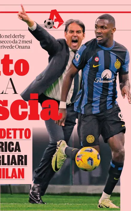  ?? ?? L’allenatore e la punta
Il tecnico dell’Inter Simone Inzaghi, 48 anni, alla terza stagione all’Inter, con il suo centravant­i, Marcus Thuram, 26, arrivato a Milano la scorsa estate