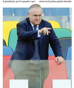  ?? BARTOLETTI ?? Claudio Lotito, presidente della Lazio dal 19 luglio del 2004