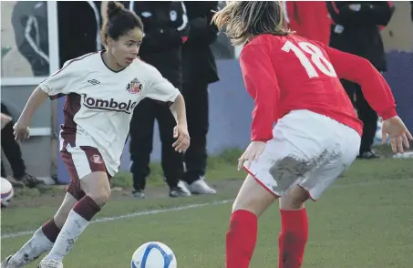  ??  ?? England women’s internatio­nal Demi Stokes, now at Manchester City Women, in action for Sunderland Ladies.