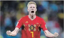  ?? SHAUN BOTTERILL GETTY IMAGES ?? Kevin De Bruyne of Belgium celebrates following his side’s victory Friday.