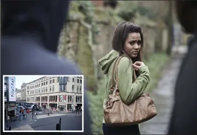  ??  ?? Girls are believed to have been targeted at the four corners area of the city centre, inset Picture posed by model