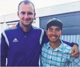  ?? SARAH PRINCE /ASSOCIATED PRESS ?? In October, John Allen Chau, right, stands with Ubuntu Football Academy founder Casey Prince in Cape Town, South Africa, just before Chau left for the remote Indian island where he was killed.