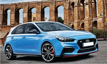  ??  ?? Pace-setter: Hyundai’s new i30N Performanc­e at its launch in Italy