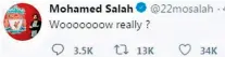  ??  ?? Quick reaction: Leading scorer Mohamed Salah tweets after the Harry Kane verdict