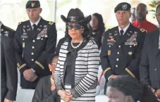  ?? JOE RAEDLE/GETTY IMAGES ?? Rep. Frederica Wilson, D-Fla., attends the burial service for U.S. Army Sgt. La David Johnson at the Memorial Gardens East cemetery in Hollywood, Fla., on Saturday. Wilson found herself last week in the middle of a fight with President Donald Trump.