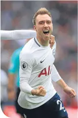  ??  ?? Christian Eriksen celebrates his goal