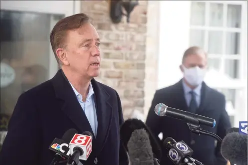  ?? H John Voorhees III / Hearst Connecticu­t Media ?? Gov. Ned Lamont at a news conference in West Hartford on Friday.