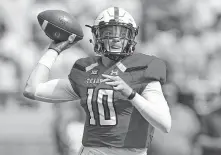  ?? Brad Tollefson / Associated Press ?? Texas Tech true freshman quarterbac­k Alan Bowman passed for 605 yards and five touchdowns in his second career start.