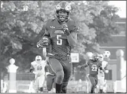  ?? Photo courtesy of UCA ?? UCA’s Jakari Dillard runs toward the end zone to score a touchdown during the Bears’ victory over Houston Baptist on Saturday in Conway.