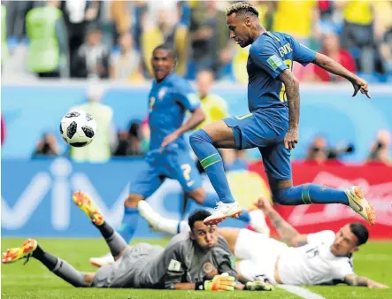  ?? Picture: GETTY IMAGES ?? THE HITMAN: Neymar of Brazil scores his team’s second goal against Costa Rica in their World Cup clash held at the Saint Petersburg Stadium in Saint Petersburg yesterday