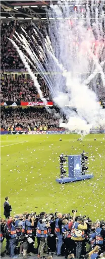  ??  ?? Real Madrid players celebrate winning the Uefa Champions