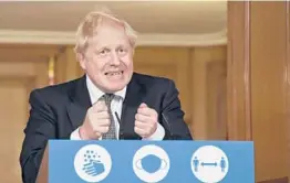  ?? ALBERTO PEZZALI/ AP ?? British Prime Minister Boris Johnson, who was hospitaliz­ed in the spring after contractin­g the virus, is taking much of the blame for the U. K’s response to the crisis.