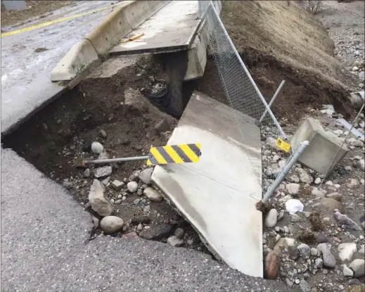  ?? City of West Kelowna ?? Lower Glenrosa Road is still closed for repairs after damage caused by last Thursday’s heavy rain.