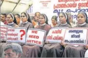  ?? PTI FILE ?? Four of the five nuns of the Missionari­es of Jesus congregati­on who sat on protest were joined by others on Sunday.