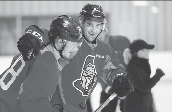  ?? WAYNE CUDDINGTON ?? Younger players such as Colin White, right, and Filip Chlapik represent the long-term future for the Ottawa Senators if they are to compete in a faster NHL.