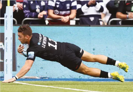  ?? PICTURES: Getty Images ?? Flat out: Alex Lewington touches down for Saracens’ second