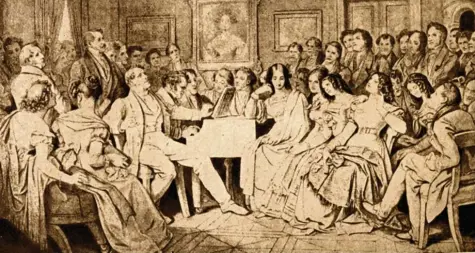  ?? Foto: imago/United Archives Internatio­nal ?? Diese Darstellun­g zeigt Franz Schubert am Klavier im Haus von Joseph von Spaun.