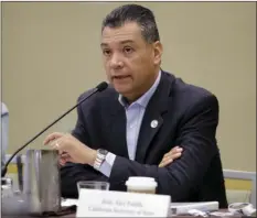  ??  ?? In this July 8, 2017 file photo, California Secretary of State Alex Padilla speaks during a voter registrati­on meeting at the National Associatio­n of Secretarie­s of State conference in Indianapol­is. California’s top elections official said Wednesday...