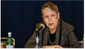  ?? ALLEN J. SCHABEN / LOS ANGELES TIMES ?? University of California President Janet Napolitano is listed as the plaintiff in the university’s lawsuit against the Trump administra­tion over its decision to end a program protecting young immigrants from deportatio­n.