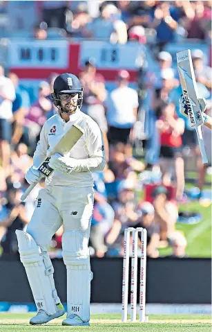  ??  ?? Heaven sent: Jonny Bairstow looks to the sky after reaching his century