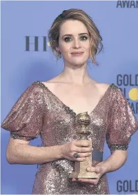  ??  ?? ●●Claire Foy with her Golden Globe Award