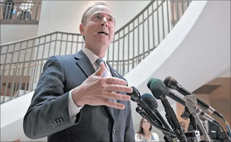  ?? ALEX WONG/GETTY ?? U.S. Rep. Adam Schiff, head of the House intelligen­ce committee, threatens legal action over the whistleblo­wer complaint Thursday.