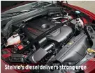  ??  ?? Stelvio’s diesel delivers strong urge
