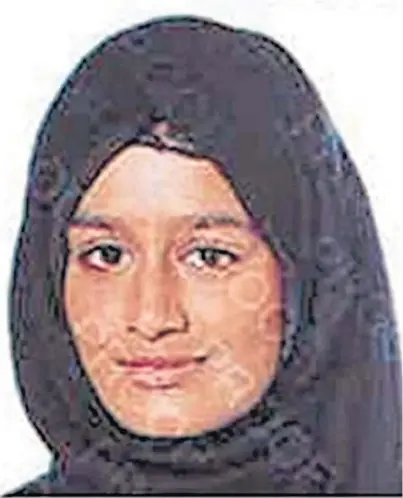  ??  ?? TERRORIST SYMPATHISE­R: Shamima Begum left the UK four years ago to join Islamic State when she was 15