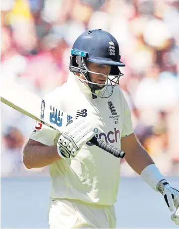  ?? ?? WALK OF SHAME: England’s Joe Root is dismissed cheaply in Melbourne.