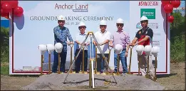  ??  ?? ANCHOR LAND BREAKS GROUND FOR BAY CITY CORPORATE CENTER:
Anchor Land Holdings is ready to branch out to office developmen­t with its very first Corporate Center in Bay City. The project kick-started with the groundbrea­king ceremony led by (from left):...